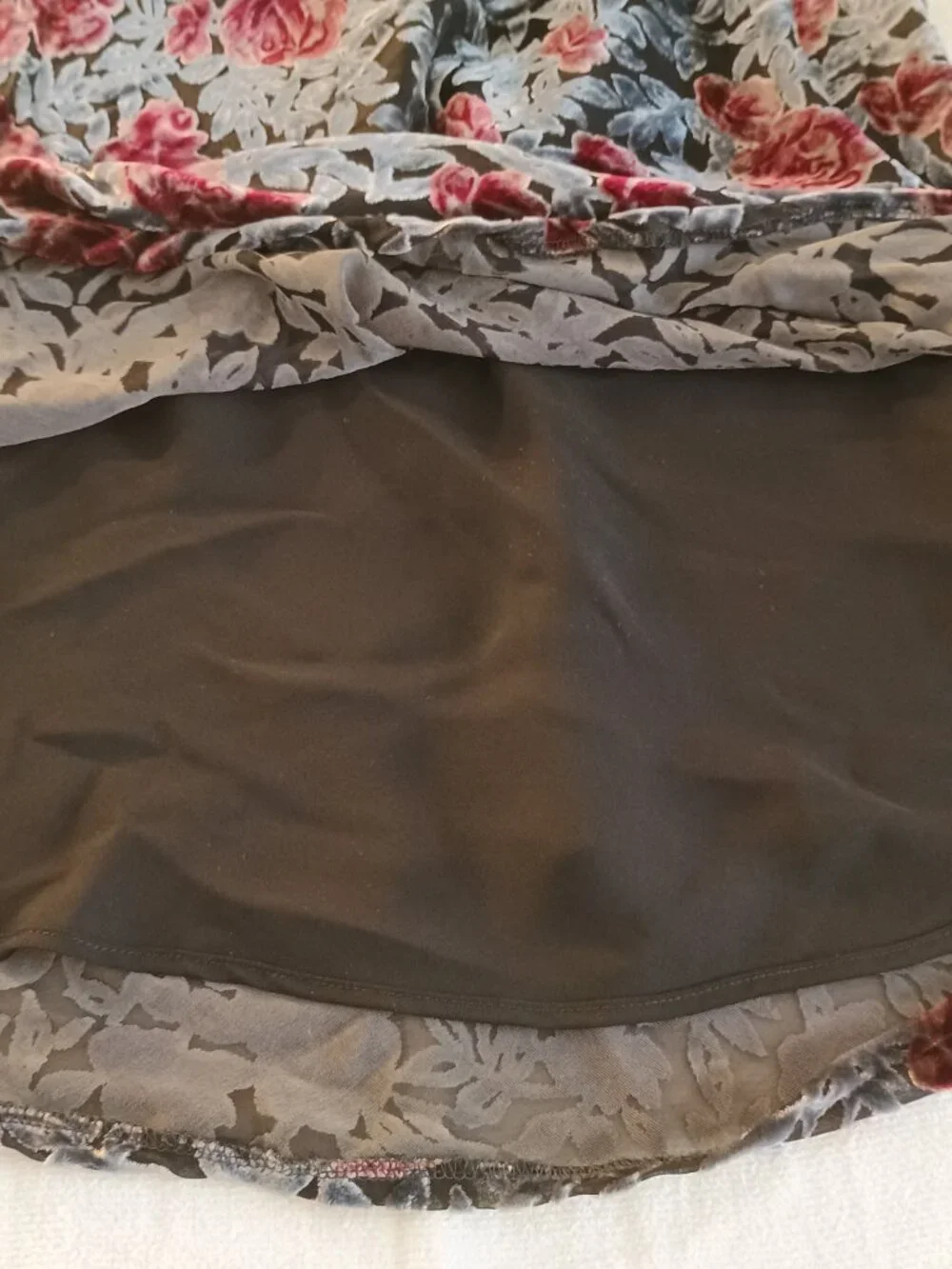 NWOT Mevisto Women 10 Maxi Skirt Silk Velvet Rose Gray/Red Lined Luxury USA Soft